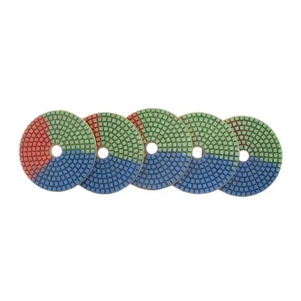 Venta caliente 4IN tres colores máquina resina hecho a mano granito piso cuarzo mármol piedra húmeda almohadillas de pulido de diamante